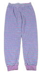 Lila-modro-biele pruhované zamatové pyžamové nohavice Alive