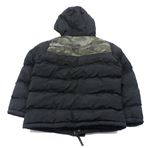 Černo-khaki prošívaná šusťáková zimní bunda s kapucí 