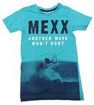 Tyrkysovo-tmavomodré tričko so surferom a logom Mexx