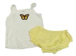 2set - smotanová košieľka  s motýlem + žlté madeirové kalhotky pod šaty