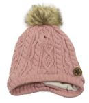 Ružová pletená podšitá čapica s brmbolcom Pep&Co