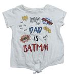 Biele tričko s nápisom a netopýry - Batman Next