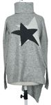 Dámsky sivý melírovaný sveter s hviezdičkami a rolákom River Island