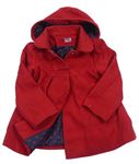 Červený flaušový zateplený kabát s kapucňou F&F