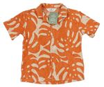 Oranžovo-béžová vzorovaná froté košeľa H&M