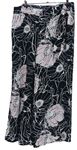 Dámske čierne kvetované culottes nohavice s opaskom M&S