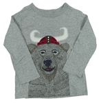 Sivé melírované tričko s medvedíkom GAP