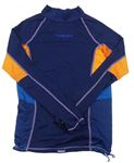 Tmavomodro-modro-oranžové UV tričko so stojačikom TRIBORD