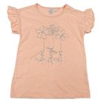 Oranžové tričko s kvetmi a kamienkami OVS