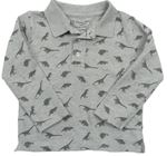 Sivé melírované polo tričko s dinosaurami Primark