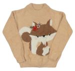 Lososový chlpatý sveter s veverkou C&A