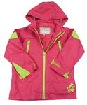 Ružovo-neónová šušťáková jarná bunda s kapucňou