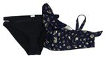 2set- Tmavomodrá plavková podprsenka s mušlemi + Čierne plavkové nohavičky H&M