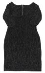 Čierno-strieborné pruhované zamatové šaty Matalan