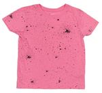 Neónově ružovo-čierne tričko s fľakmi Primark
