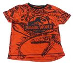 Červeno-čierne pyžamové tričko s dinosaury - Jurský svět George