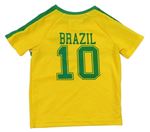 Tmavožluto/zelený sportovní fotbalový dres Brazil a pruhy a číslem zn. Tu