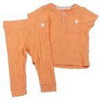 2set - Oranžové rebrované tričko s kapsičkou + tepláky River Island