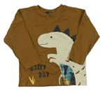 Hnedé oversize tričko s dinosaurom George