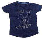 Tmavomodré tričko s nápismi a Mickey mousem George