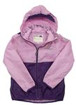 Fialovo-ružová šušťáková jarná bunda s kapucňou