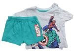 2set- Svetlosivé tričko Avengers + Zelené bavlnené kraťasy Marvel
