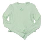 Zelenkavé rebrované crop tričko s perforovaným vzorom H&M