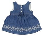 Modré ľahké rifľové šaty s kvietkami Dopodopo