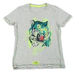 Svetlosivé melírované tričko s tigrom Kids