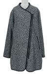 Dámsky sivo-tmavosivý vzorovaný vlnený kabát TU