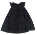 Čierne trblietavé tylové šaty s volánikmi H&M