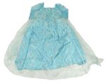 Kockovaným - Svetlotyrkysová é saténovo/tylové šaty s flitry - Elsa Disney