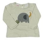 Smotanové tričko so slonom Zara