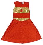 Kockovaným - Červeno-zlaté šaty