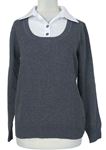 Dámsky sivý sveter s košeľovým golierikom Designers