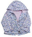 Bielo-modrá kvetovaná šušťáková jarná bunda s kapucňou F&F