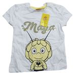 Biele tričko s včelkou Májou a flitrami