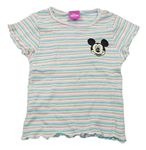 Farebné pruhované rebrované tričko s Mickeym Disney
