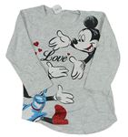Svetlosivé melírované tričko s Minnie a Mickeym Disney