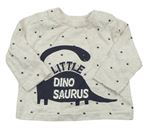 Sivé melírované tričko s dinosaurom a nápisom Topomini