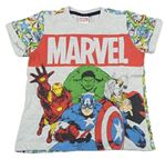 Sivé melírované tričko s hrdinami Marvel