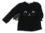 Čierne tričko s mačičkou H&M