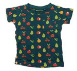 Tmavozelené tričko s ovociem a zeleninou