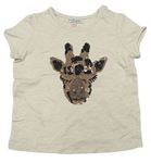 Béžové melírované tričko so žirafou z flitrů M&S
