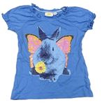 Modré tričko s králikom a motýlom Kids