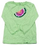 Svetlozelené bodkované tričko s melounem z flitrů Topolino