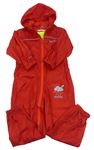 Červená šušťáková nepromokavá outdoorová kombinéza s obláčikmi  a kapucňou REGATTA
