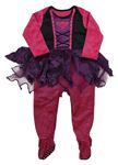 Kockovaným - Ružovo-čierny zamatový overal so sukní a netopýrem Mothercare