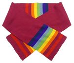 Malinová pletená šál s farebnymi pruhmi