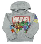 Sivá melírovaná mikina s Avengers a logom a kapucňou MARVEL